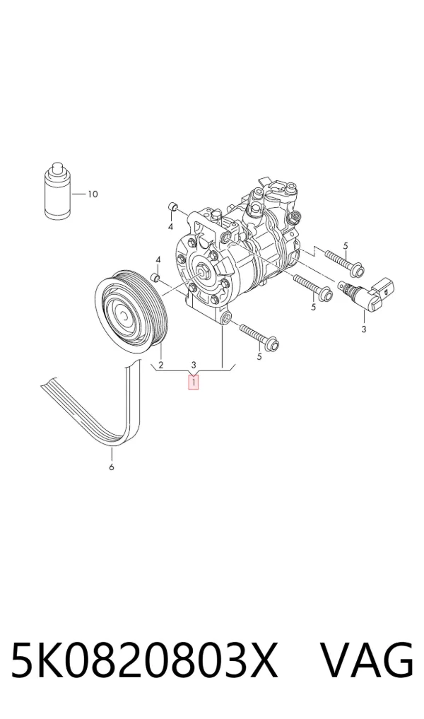 Compresor de aire acondicionado 5K0820803X VAG