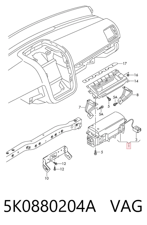 Airbag lateral 5K0880204A VAG