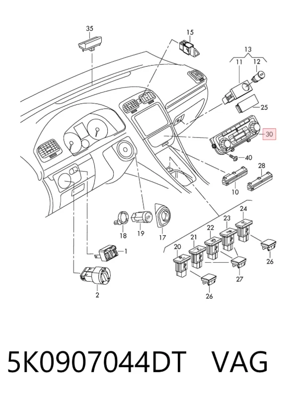 Unidad de control aire acondicionado 5K0907044DT VAG