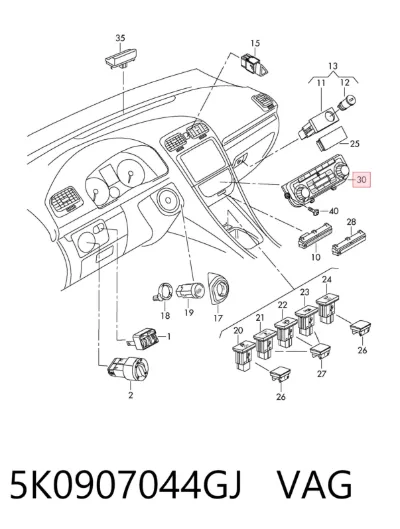 Módulo de modos de calefacción/aire acondicionado VAG 5K0907044GJ