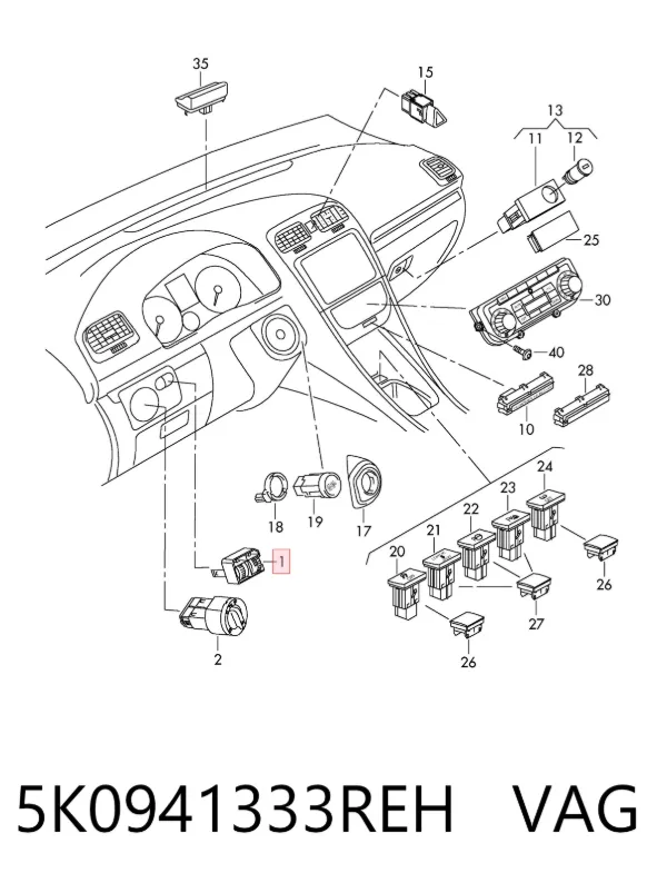 Botón del regulador de altura de faros 5K0941333REH VAG