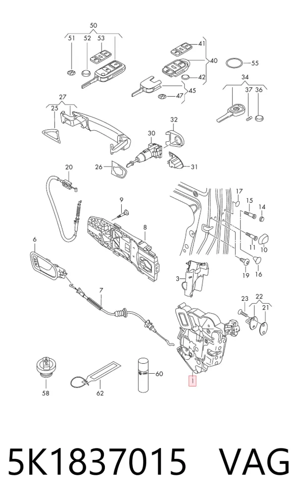 Cerradura 5K1837015 VAG