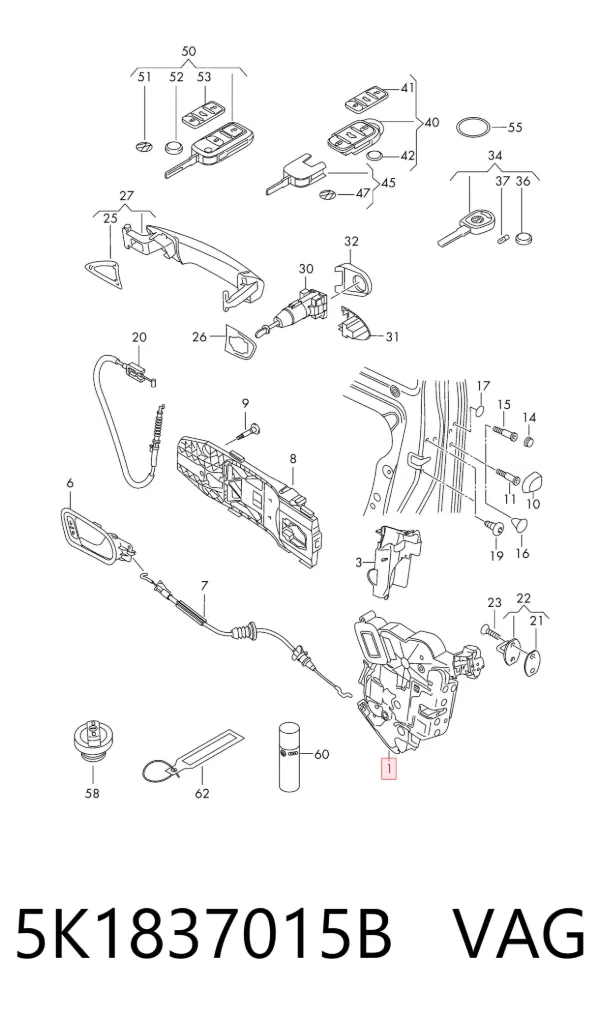 Cerradura 5K1837015B VAG