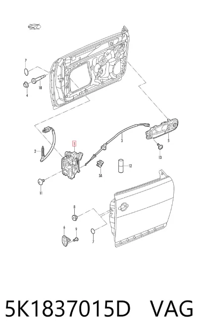 Cerradura de puerta delantera izquierda VAG 5K1837015D