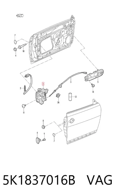 Cerradura de puerta delantera derecha VAG 5K1837016B