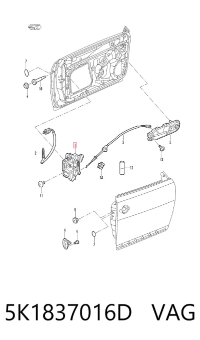 Cerradura de puerta delantera derecha VAG 5K1837016D