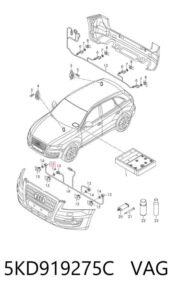 Sensor de aparcamiento trasero 5KD919275C VAG