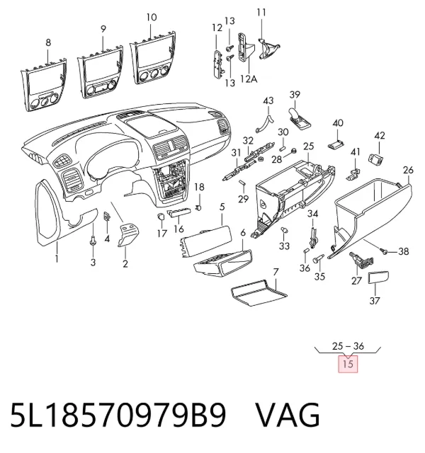 Guantera 5L18570979B9 VAG