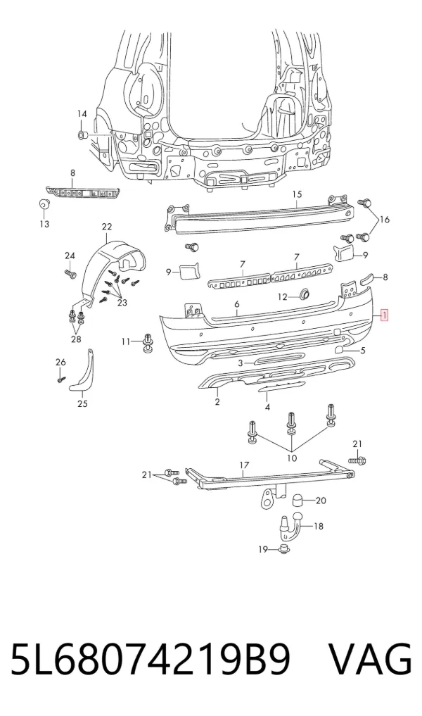 Parachoques trasero Skoda Yeti 5L