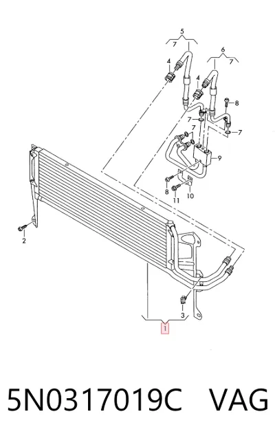 Radiador de refrigeración de la transmisión VAG 5N0317019C
