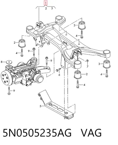 Subchasis trasero soporte motor VAG 5N0505235AG