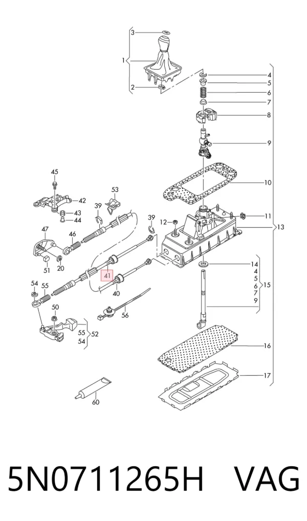 Cable de caja de cambios 5N0711265H VAG