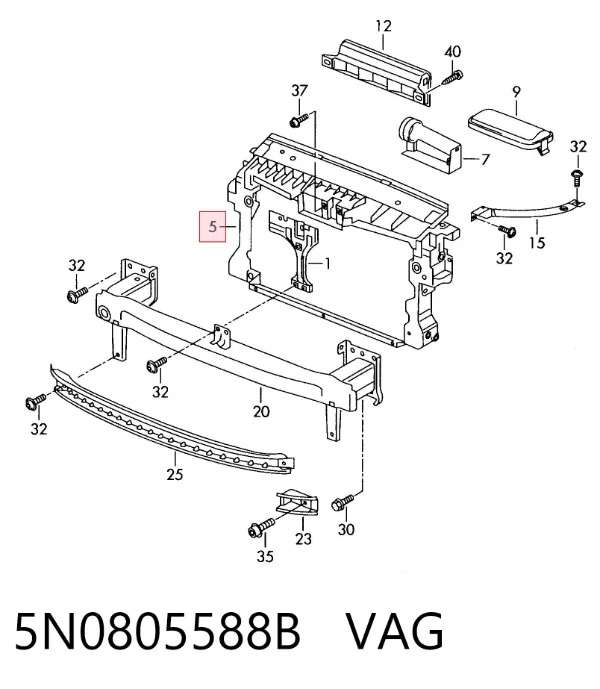 Soporte de radiador 5N0805588B VAG