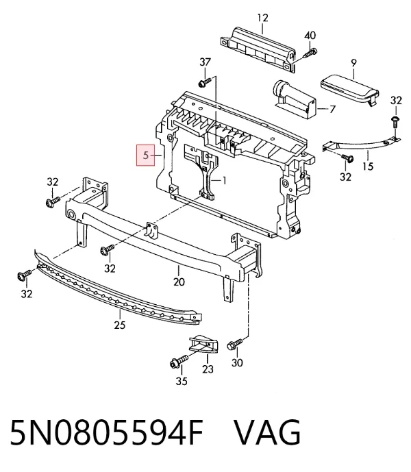 Soporte de radiador 5N0805594F VAG