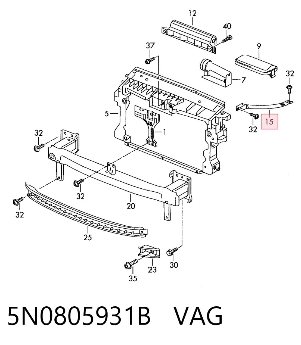 Soporte de parachoques delantero izquierdo 5N0805931B VAG