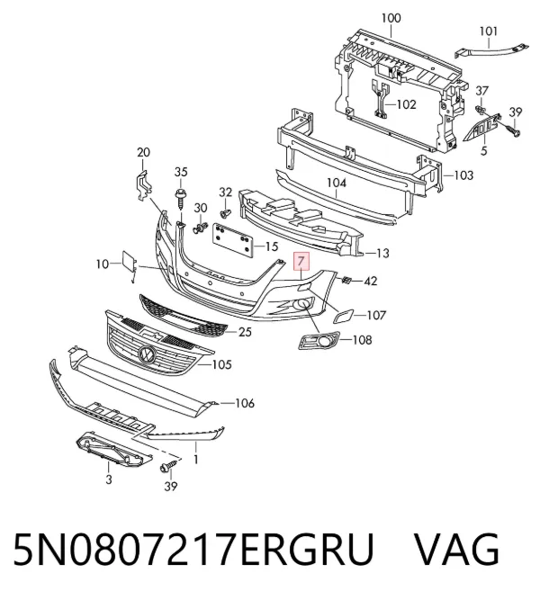 Paragolpes 5N0807217ERGRU VAG