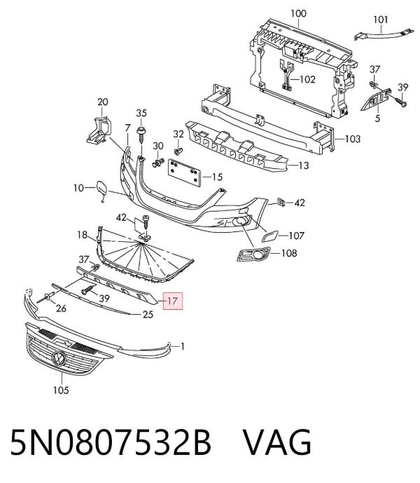 Protector para parachoques 5N0807532B VAG
