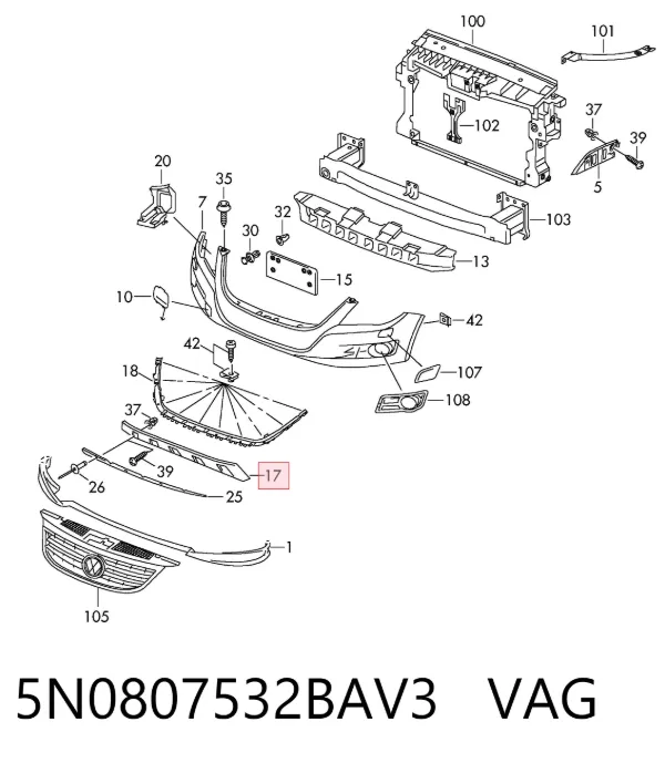 Protector para parachoques 5N0807532BAV3 VAG