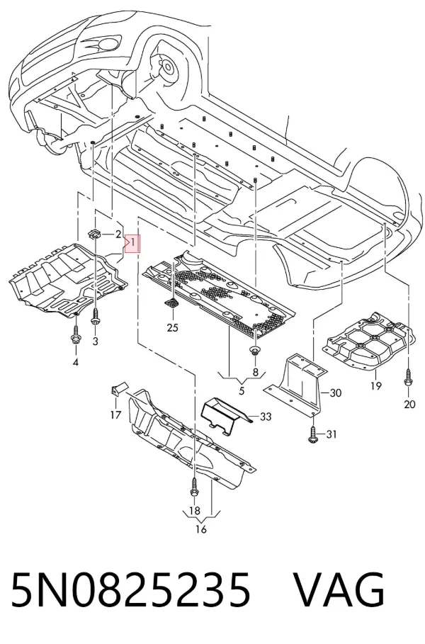 Protección motor / empotramiento 5N0825235 VAG