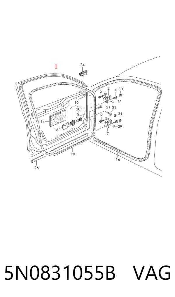 Puerta delantera izquierda 5N0831055B VAG