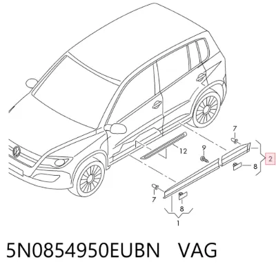 Moldura inferior de puerta trasera derecha VAG 5N0854950EUBN