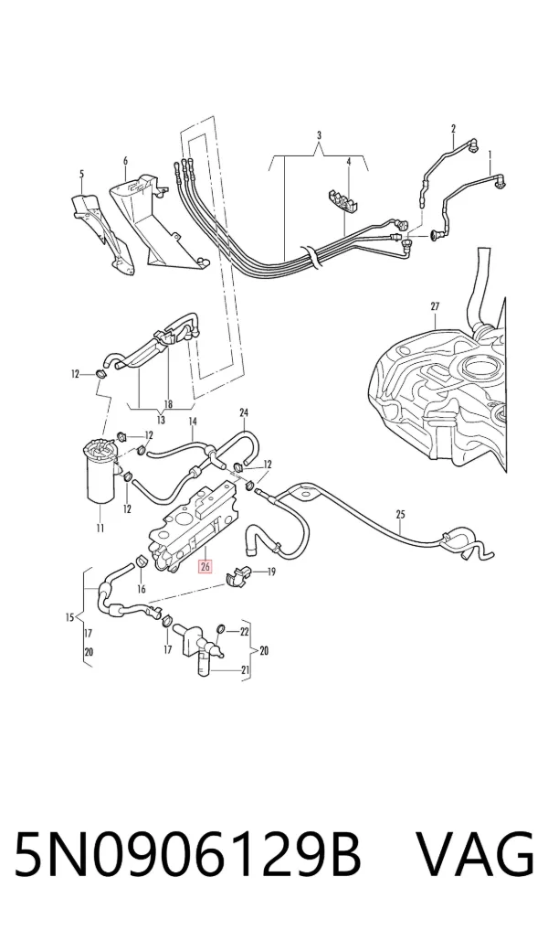 Elemento de turbina de la bomba de combustible 5N0906129B VAG