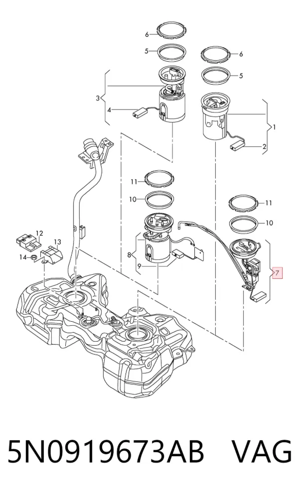 Sensor de nivel de combustible izquierdo 5N0919673AB VAG