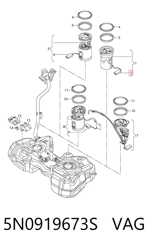 Sensor de nivel de combustible izquierdo 5N0919673S VAG