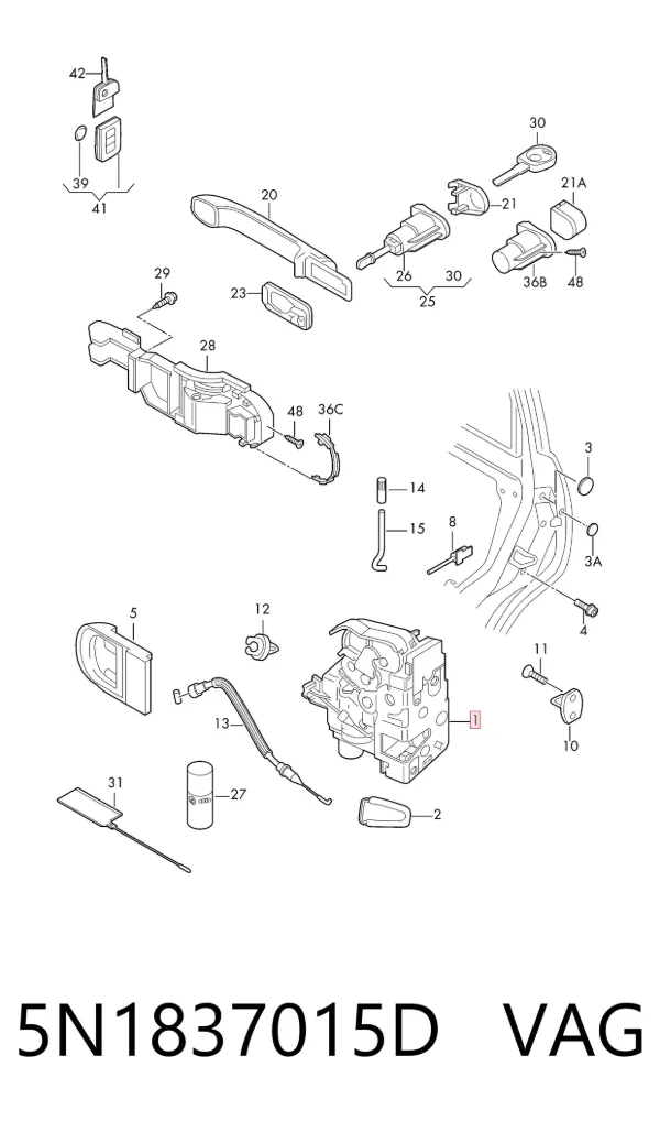 Cerradura 5N1837015D VAG