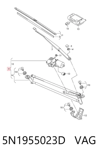 Trapezio del limpiaparabrisas VAG 5N1955023D