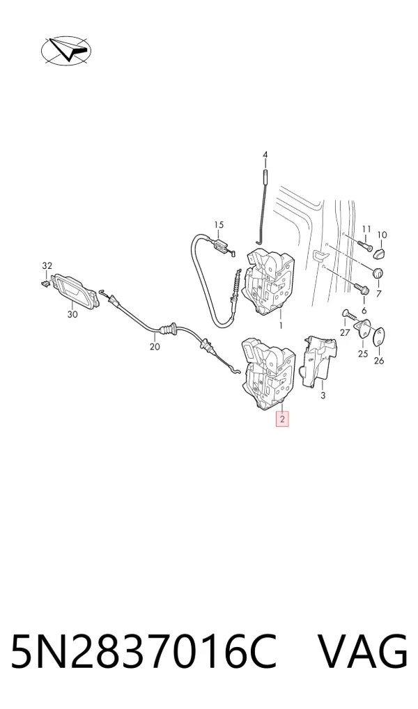 Cerradura de puerta delantera derecha 5N2837016C VAG