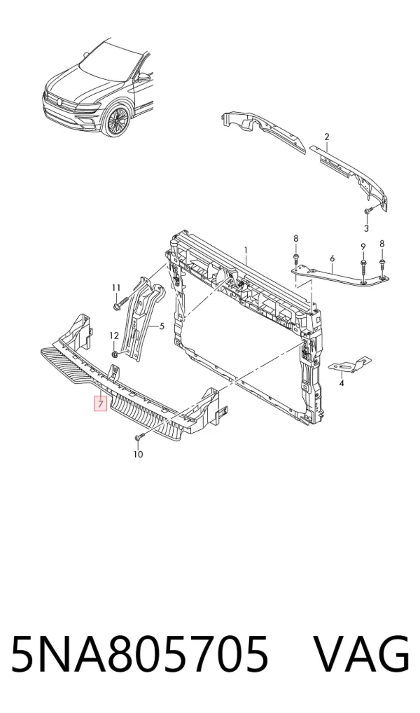 Soporte central del parachoques delantero 5NA805705 VAG
