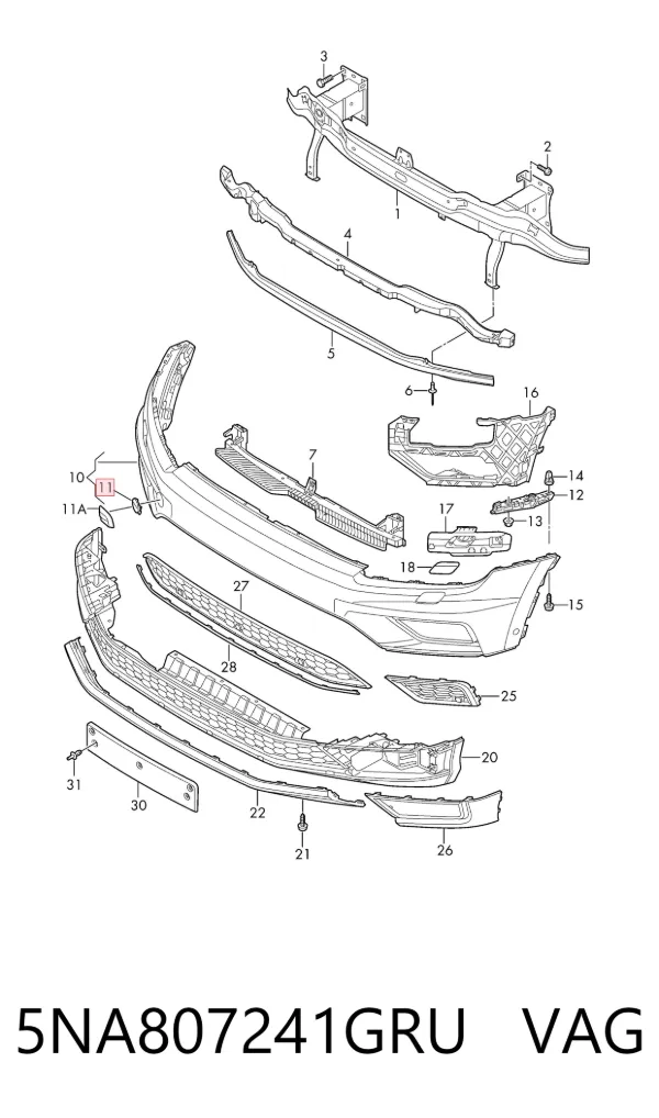 Tapa del enganche de remolcado delantera 5NA807241GRU VAG