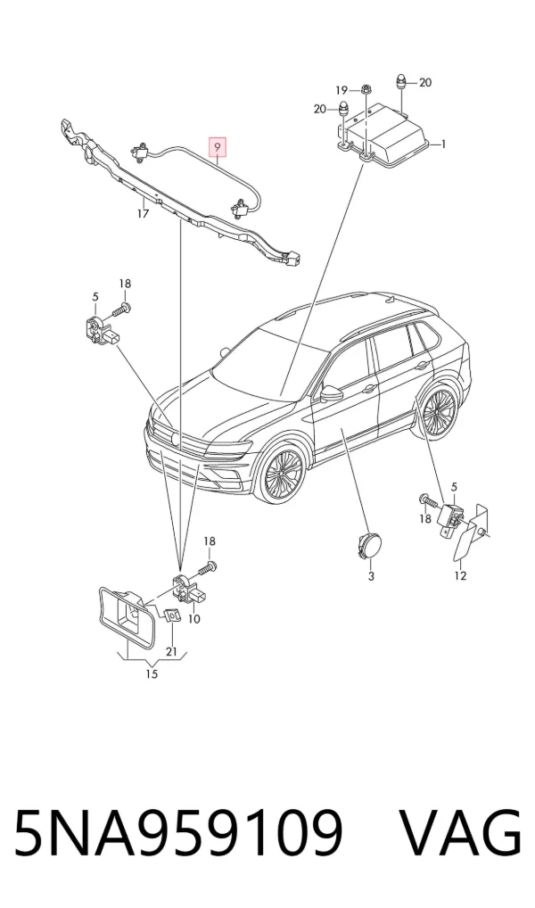 Sensor de airbag delantero 5NA959109 VAG