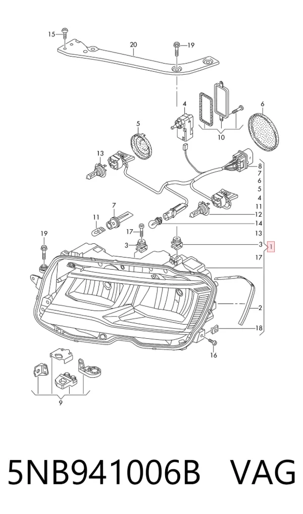 Faro derecho 5NB941006B VAG