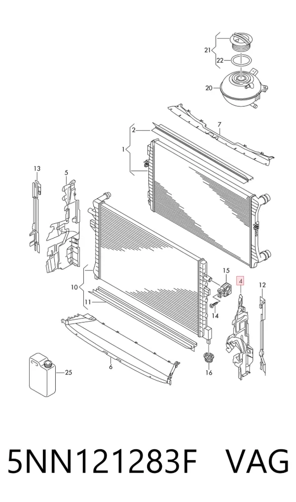 Deflector de aire del radiador izquierdo 5NN121283F VAG