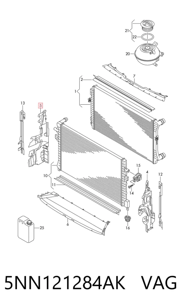 Deflector de aire del radiador derecho 5NN121284AK VAG