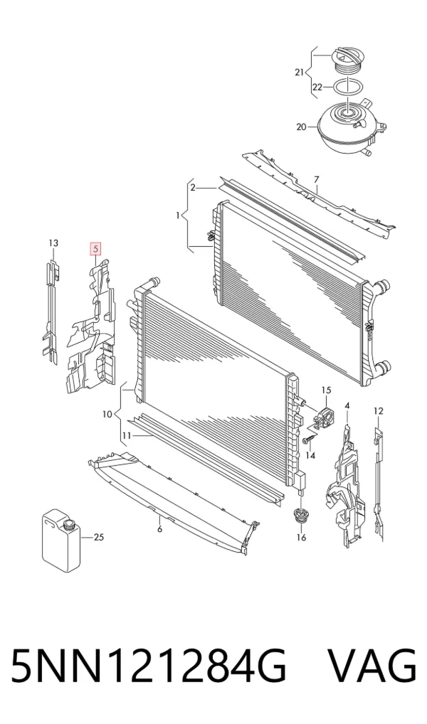 Deflector de aire del radiador derecho 5NN121284G VAG