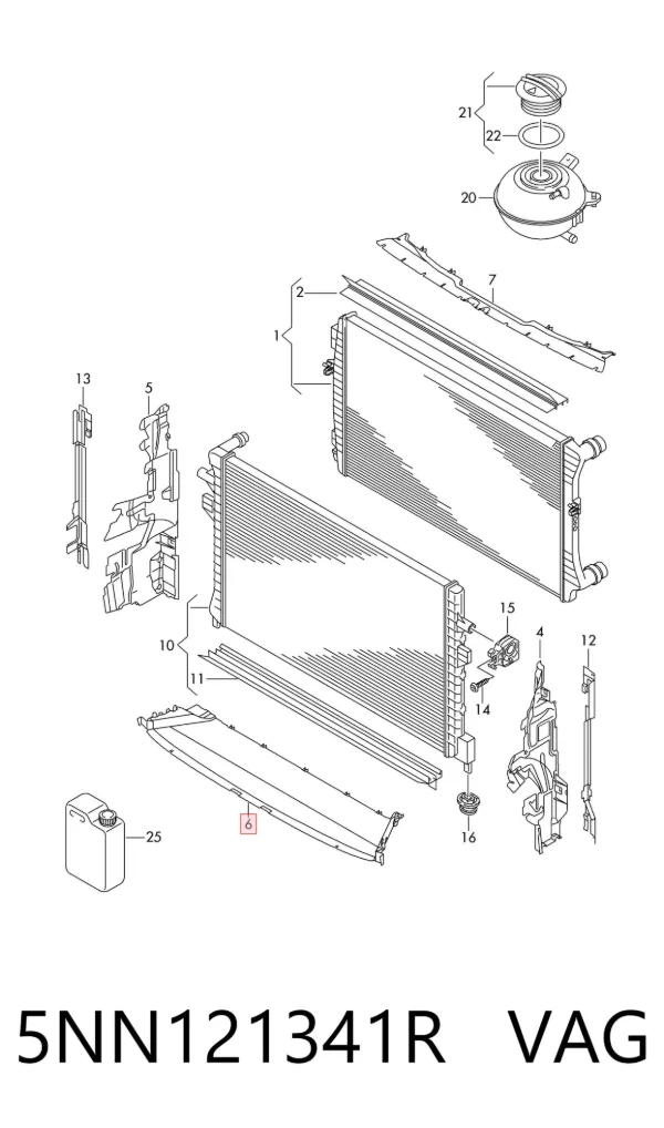 Deflector de aire inferior del radiador 5NN121341R VAG
