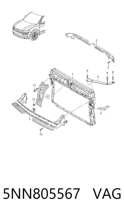 Soporte del cierre del capó VAG 5NN805567