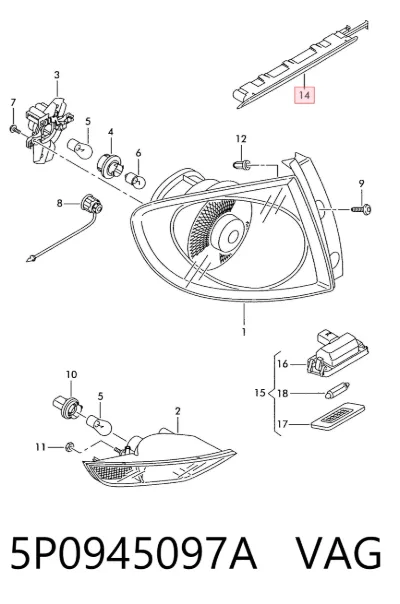 Luz de freno trasera adicional VAG 5P0945097A