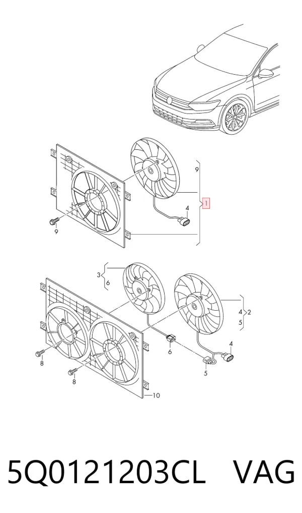Ventilador de radiador 5Q0121203CL VAG