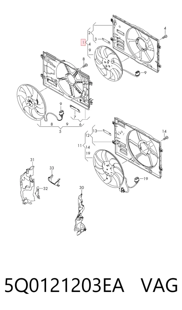 Ventilador del motor 5Q0121203EA VAG