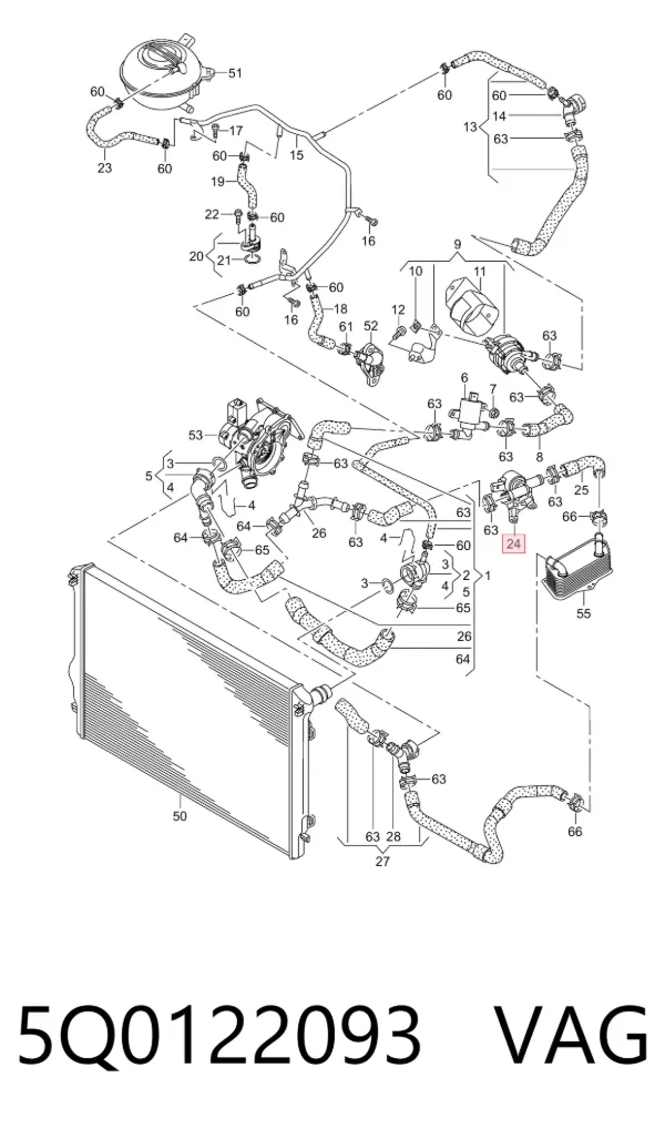 Válvula de control de líquido refrigerante 5Q0122093 VAG
