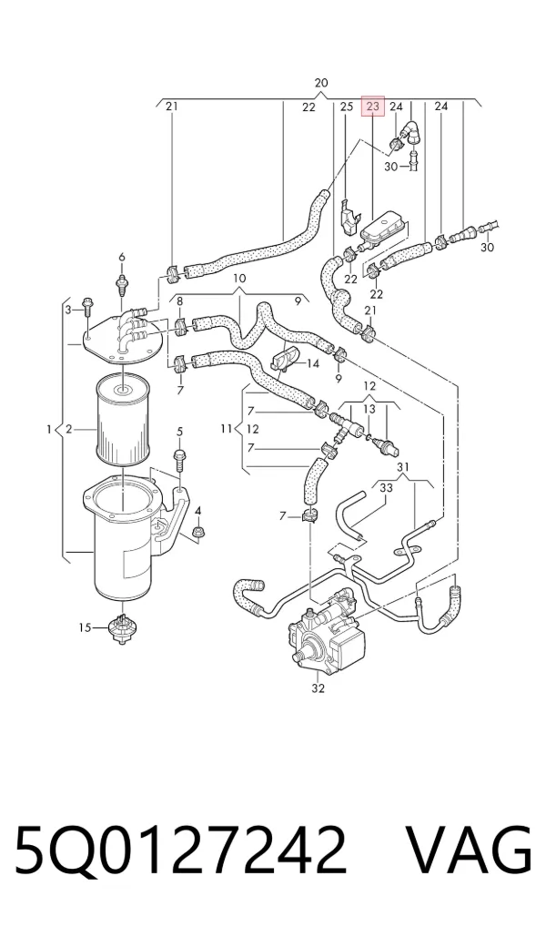 Válvula de retorno de combustible 5Q0127242 VAG