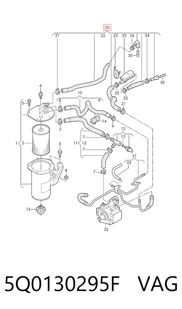 Sensor de temperatura de combustible 5Q0130295F VAG
