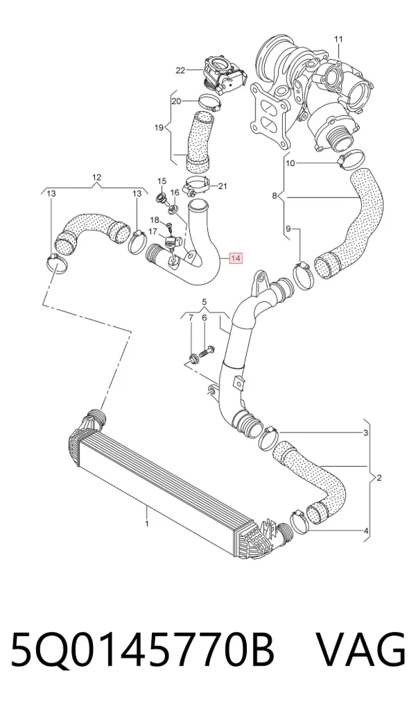 Tubo intercooler 5Q0145770B VAG