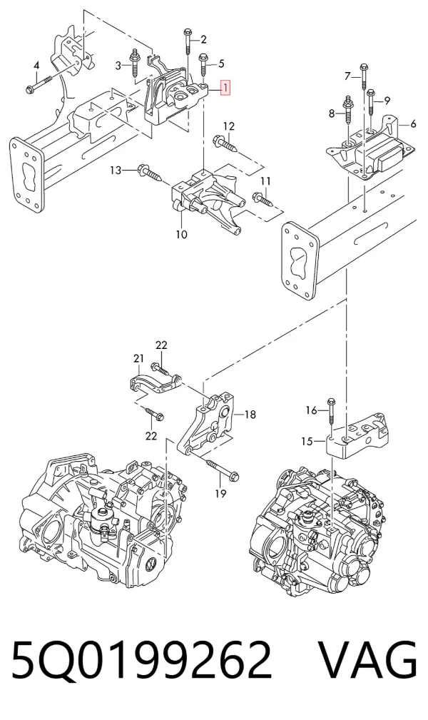 Soporte de motor derecho 5Q0199262 VAG