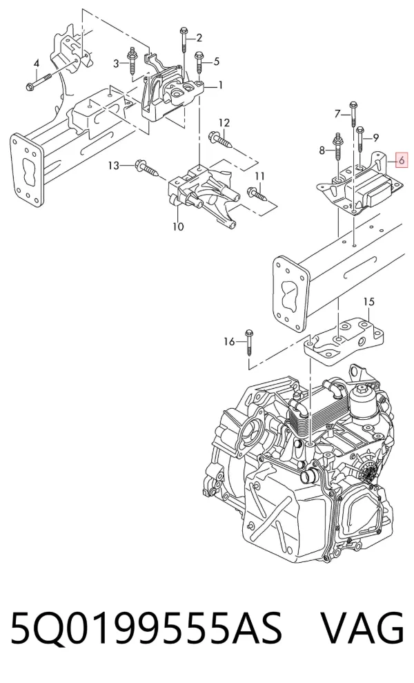 Soporte izquierdo del motor 5Q0199555AS VAG