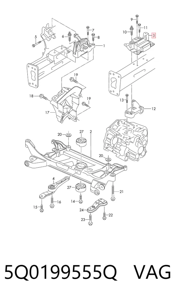 Soporte izquierdo del motor 5Q0199555Q VAG